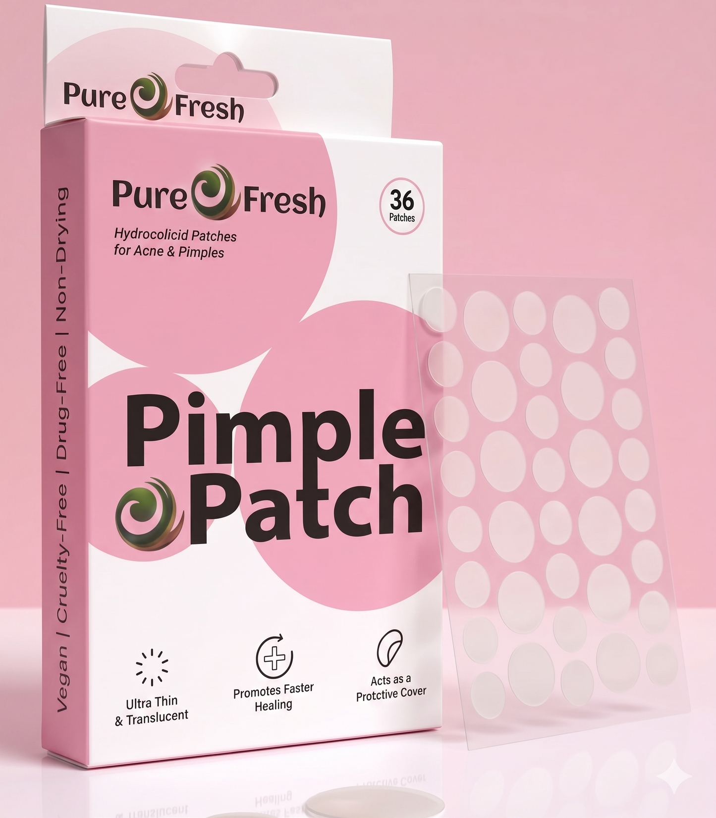 Pure O Fresh Hydrocolloid Pimple Patches for Acne Healing