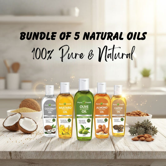 5 in 1 Cold Pressed Organic Oils Bundle Pack 200ml - Pure O Fresh Pakistan